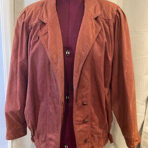 JONQUET Leather Jacket Vintage Cowhide Blazer Button Front Copper 80s Retro | 42